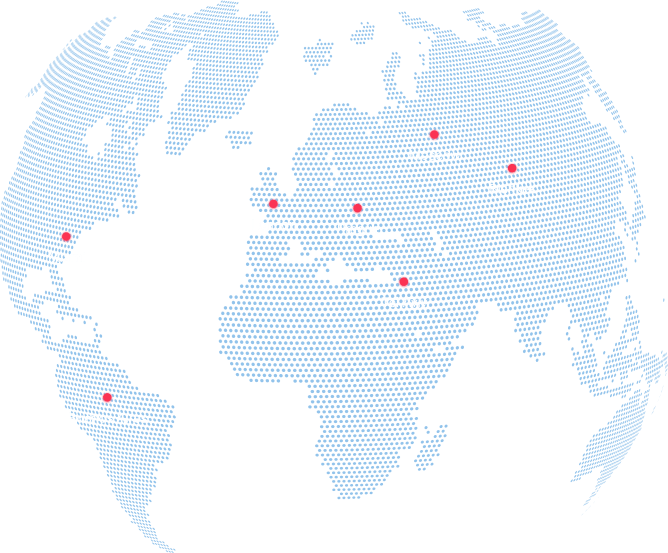 Map with Yayasoft branches all over the globe